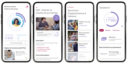 Programme de bonus Helsana+ – un mode de vie sain est payant Les personnes qui s'alimentent sainement et font régulièrement du sport adoptent un style de vie sain et sont récompensées par la caisse-maladie Helsana. Participez au programme de bonus Helsana+. Helsana vous récompense pour les prestations que vous avez fournies en vous versant en espèces les points supplémentaires que vous avez obtenus.