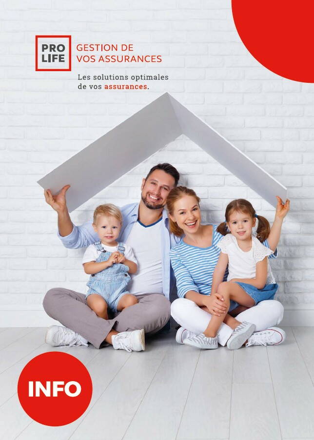 PRO LIFE Gestion de vous assurances – le service que nous vous réservons Une assurance intelligente - simple, avec un seul et même interlocuteur pour toutes vos assurances. PRO LIFE Gestion de vous assurances: le service que nous vous réservons. Nous vos avertissons en cas de sous-couverture, d’excédent de couverture, voire en cas de double-couverture. Nous optimisons votre fiscalité et vous soutenir en cas de sinistre.